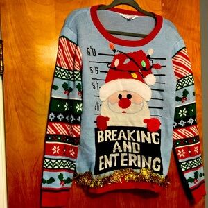 Santa Breaking and Entering Ugly Christmas Sweater XL
